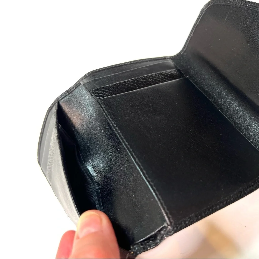 Vintage Judith Leiber Tri-fold Black Leather Wallet Credit Card Holder - Picture 10 of 14